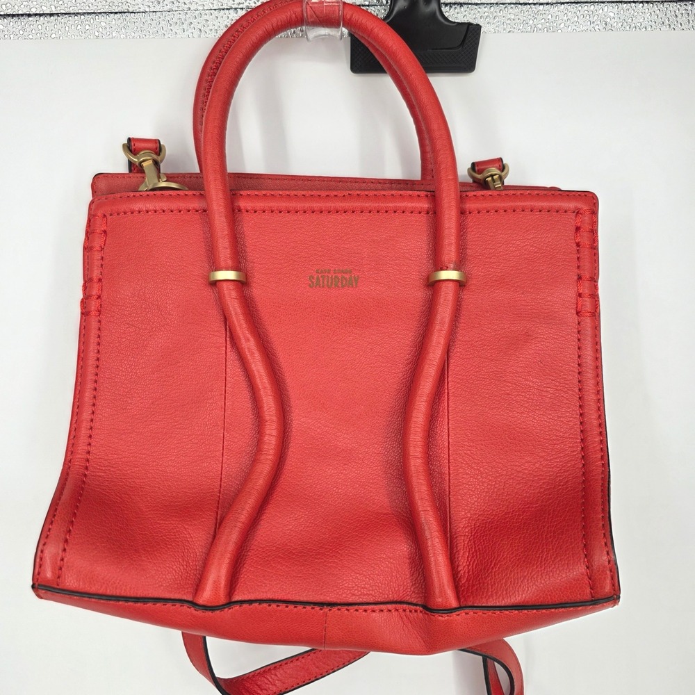 Kate Spade Saturday Red Leather Top Handle Satchel Crossbody Bag Purse